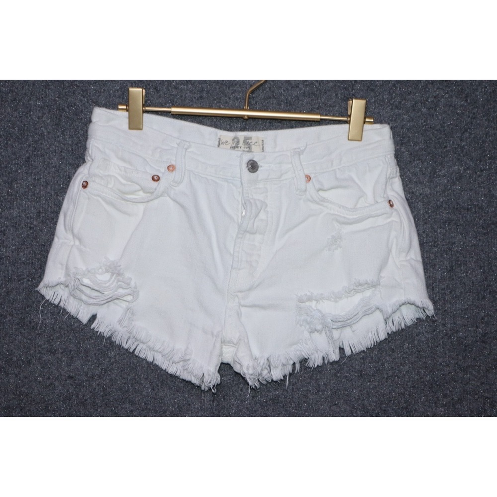 We The Free Loving Good‎ Vibrations Cutoffs Denim Shorts Women 25 White EUC